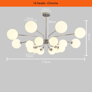 Chrome metal pendant light with decorative glass ball