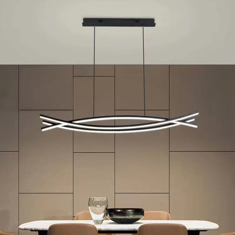 lustre à led en aluminium design moderne réglable en hauteur - vue 2 sur 8