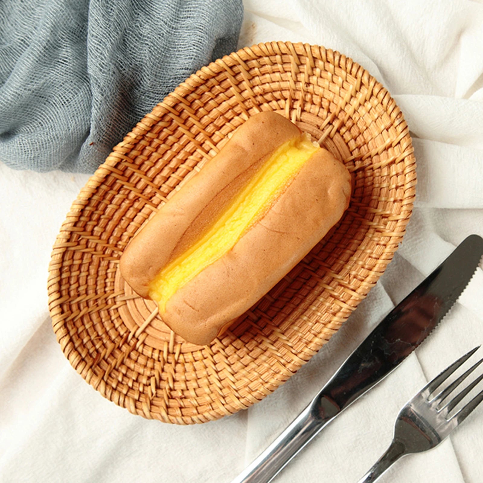 panier de rangement rotin naturel tissé à la main pour bonbons et collations - vue 4 sur 10