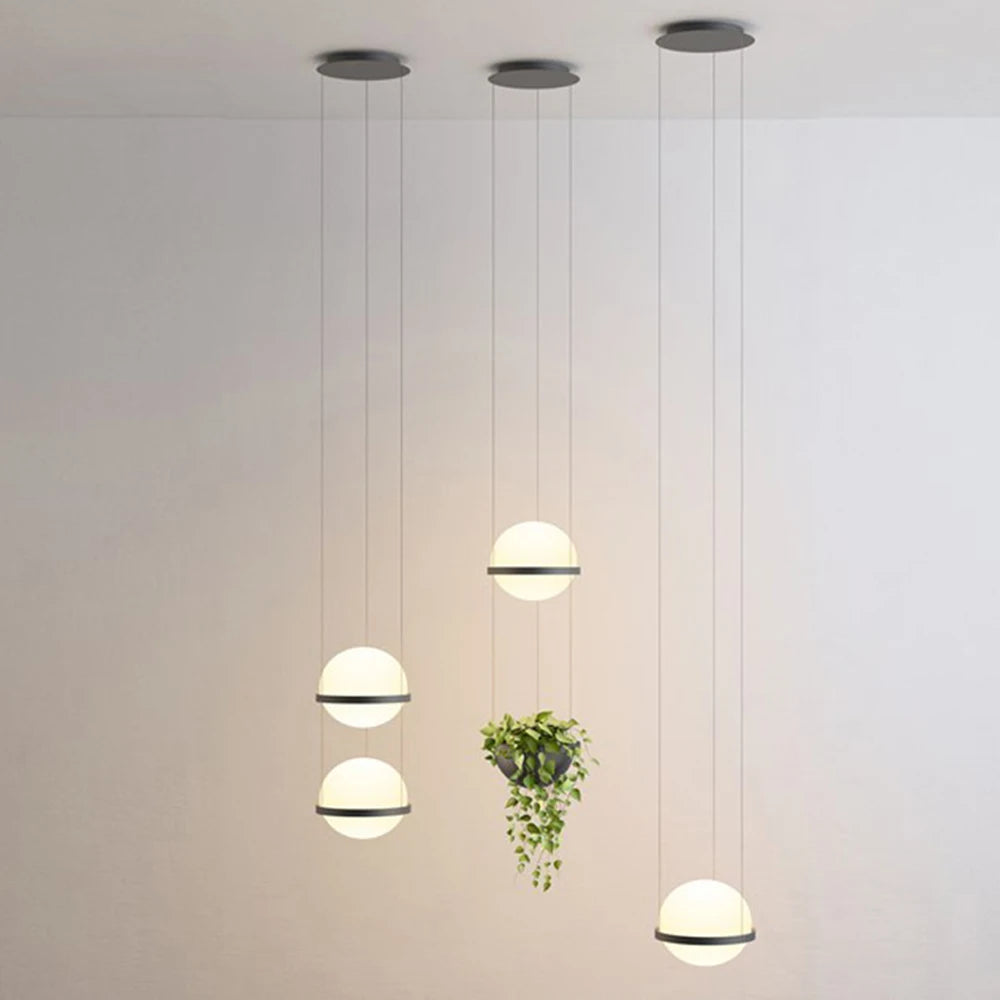 lustre moderne nordique avec pot de fleur led intégrée - vue 5 sur 18