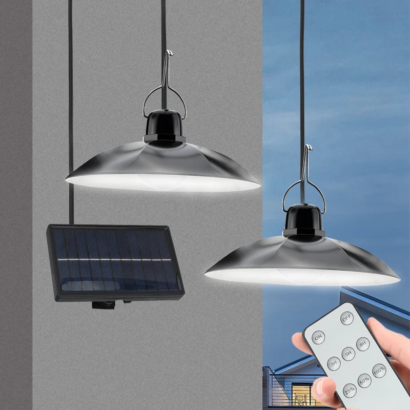 suspension solaire à led avec télécommande pour extérieur jardin camping - vue 2 sur 8