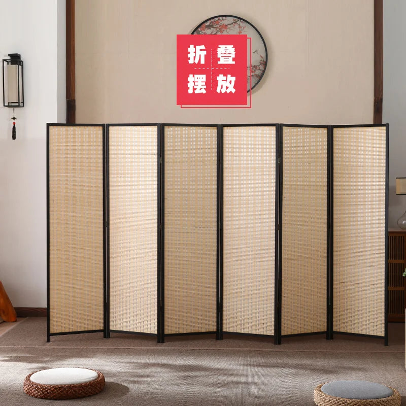 Living room partition screen, simple folding bedroom, shelter, mobile home, simple modern Chinese and Japanese style solid wood - vue 4 sur 7
