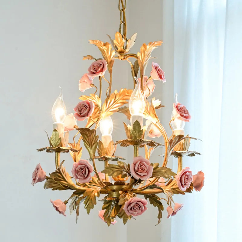 Nordique Lumière De Luxe E14 LED Lustre Rose Cuivre En Céramique Suspension Restaurant Salon Chambre Éclairage Décoration - vue 3 sur 11