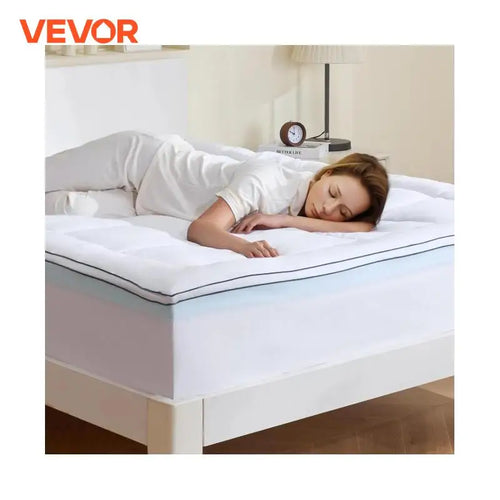 VEVOR Mattress Topper Queen Size 3 in / 4 in Thickness, Memory Foam & Fiber Fill, Ergonomically Designed for Pressure Relief - vue 2 sur 9
