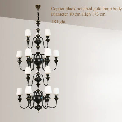 lustre à led en cuivre noir pour décoration d'hôtel élégant - vue 18 sur 22