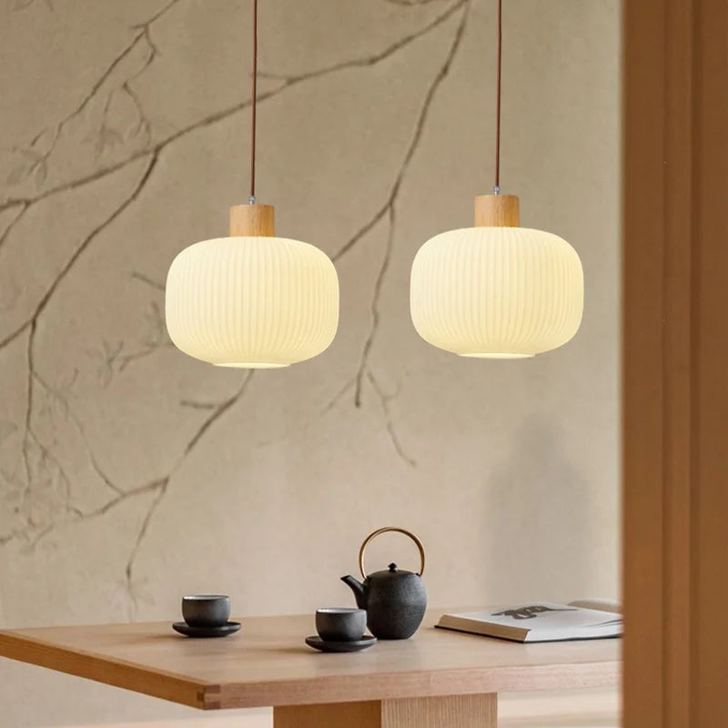 lustre moderne loft led avec abat-jour en verre - vue 6 sur 8