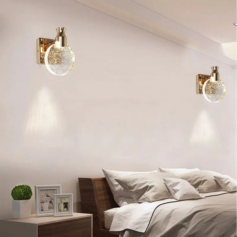 applique murale led de luxe en cristal décorative et veilleuse - vue 6 sur 8
