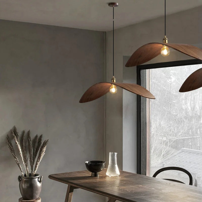 Suspension Imitation bois lampe de salle à manger cuisine Restaurant Bar lampe suspendue chapeau de paille décor à la maison luminaires E27 - vue 4 sur 10