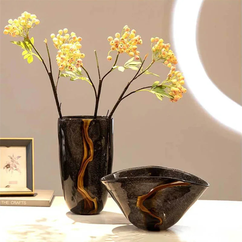 vase en verre craquelé pour arrangement floral décoratif - vue 6 sur 9