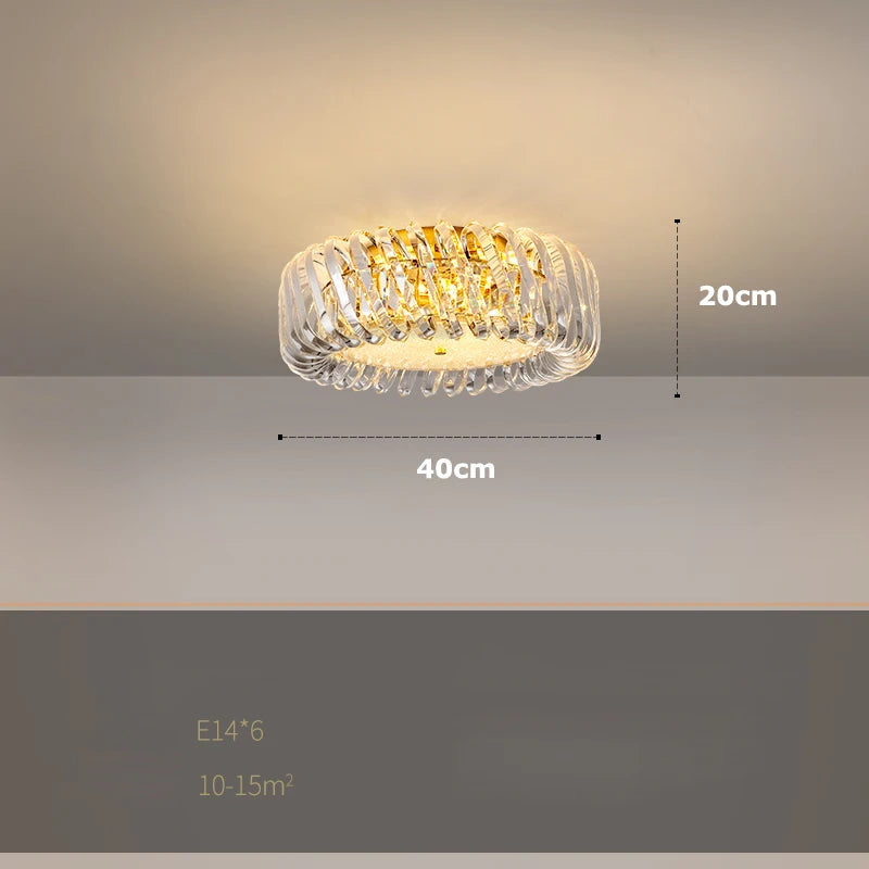 plafonnier led rond artistique à intensité variable en cristal - vue 8 sur 16