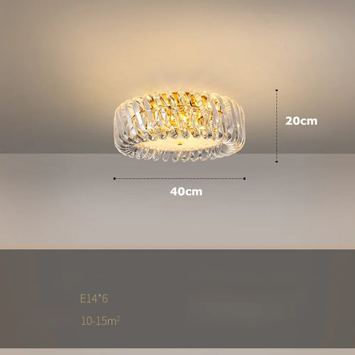 plafonnier moderne rond en cristal doré à led dimmable - vue 14 sur 16