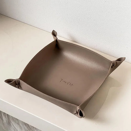 plateau de rangement en cuir pour dés bijoux et clés - vue 12 sur 14