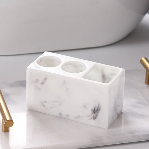 support brosse à dents créatif en résine marbrée multifonction - vue 2 sur 7