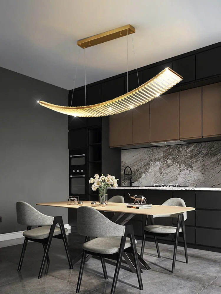 lustre led nordique en cristal pour cuisine moderne - vue 2 sur 8