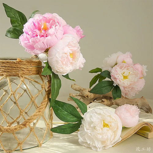bouquet de pivoines en soie pour décoration élégante intérieure - vue 5 sur 7
