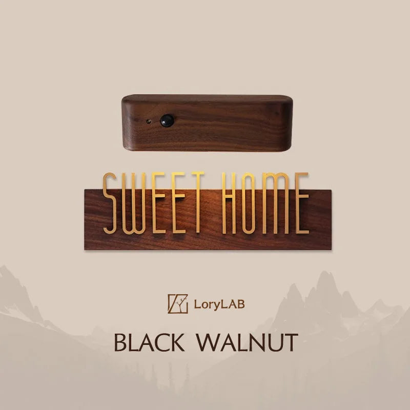 DIY Customizable English alphabet Walnut Wood Retro, Decorative Plaque Charge Inductive Lighting for Entrance Door, commercial - vue 2 sur 6