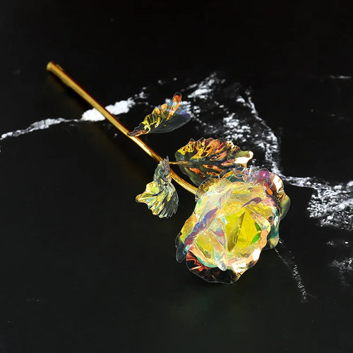 fleur de rose artificielle en métal doré décorative à offrir - vue 11 sur 19
