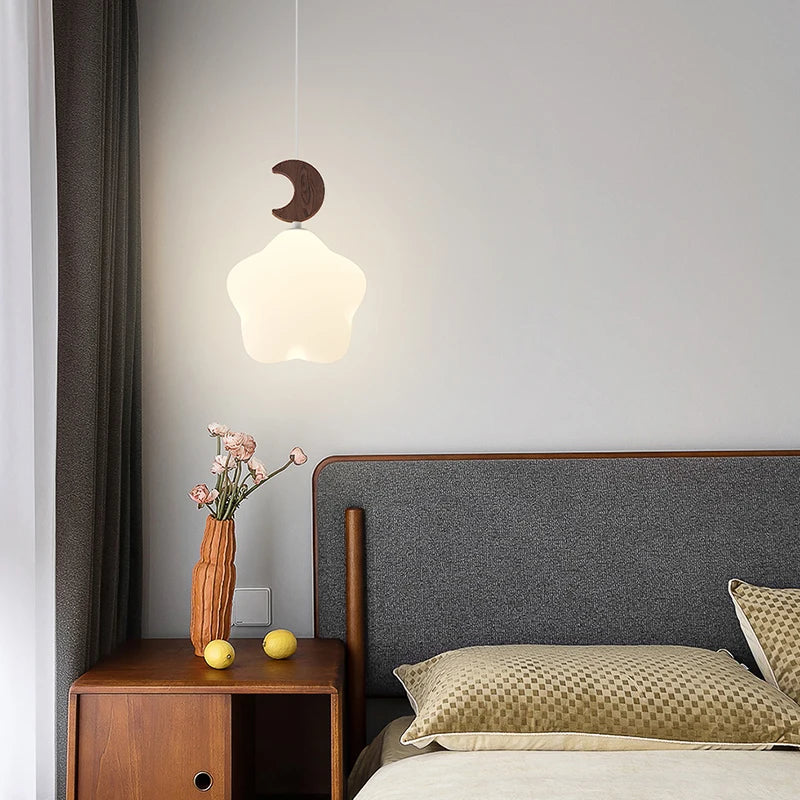 petit plafonnier vintage suspendu style noyer américain étoilé - vue 4 sur 14