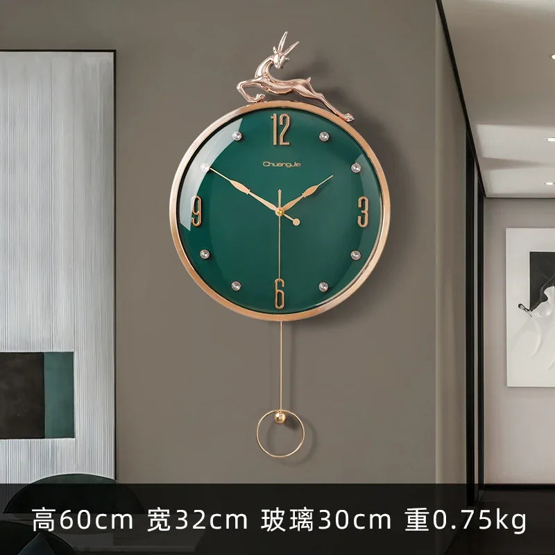 Nordic Auspicious Deer Wall Clock, Brief Design, Living Room Decoration, Kitchen Mute Clocks, Art Wall Watch, Home Decor, New, 1