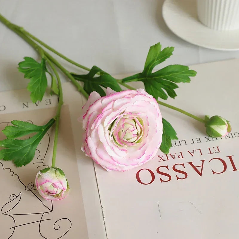 Realistic decorative silk lotus branch artificial flowers - vue 9 sur 12