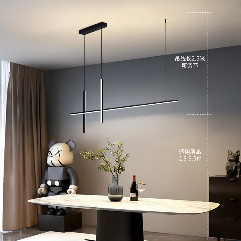 Lustre led dimmable noir minimaliste moderne
