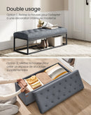 SONGMICS Stool with Storage Space, Bench with Legs, 40 x 110 x 40 cm Footstool, Storage Box, Maximum Load 300 kg
