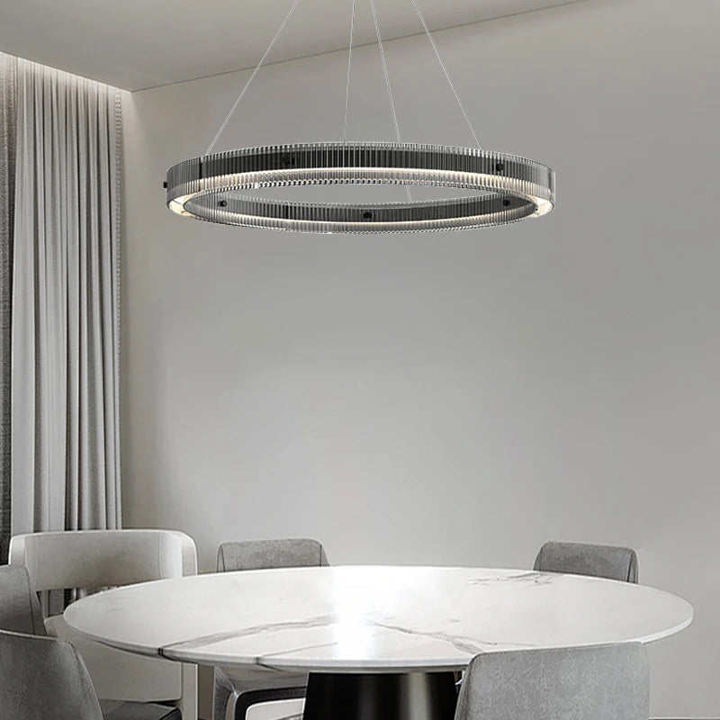 Italian minimalist chandelier high-end nordic design glass - vue 6 sur 9
