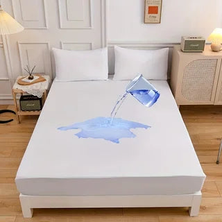 Kuup Safe Waterproof Mattress Protector, Soft Comfortable Breathable Solid Color Bedding Mattress Cover Fitted, No Pillowcases - vue 8 sur 13