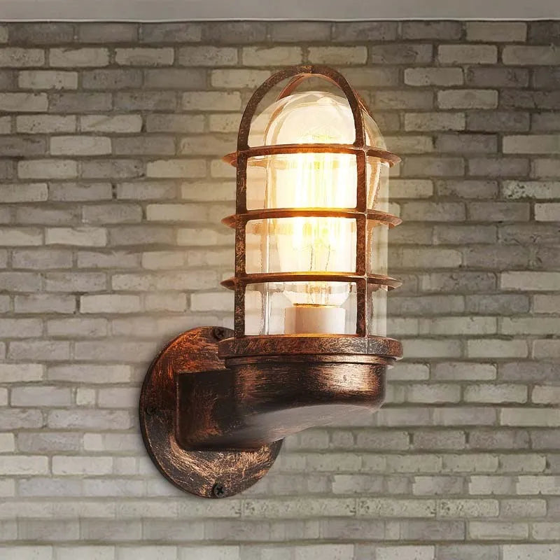 Rétro verre applique murale industrielle extérieure intérieure LED étanche applique murale Loft salon allée patio éclairage décoratif Lustre - vue 2 sur 9