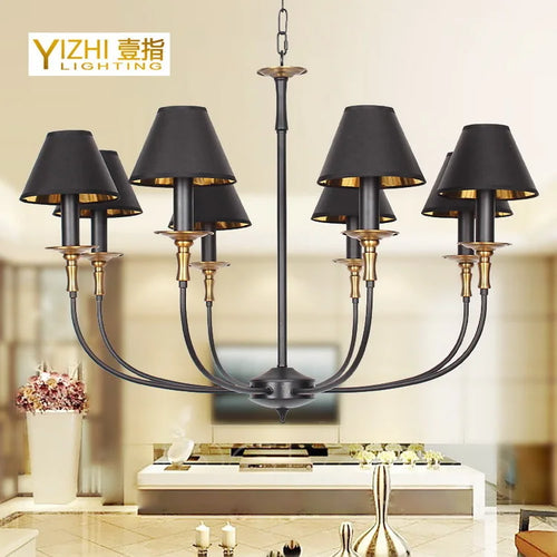 Lampe fer forgé noir rétro européen art suspension - vue 11 sur 15