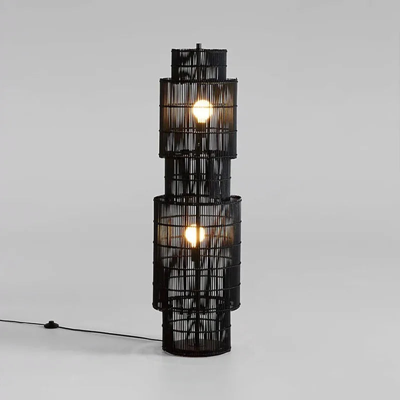 Lampadaire nordique en rotin Art déco - vue 5 sur 7