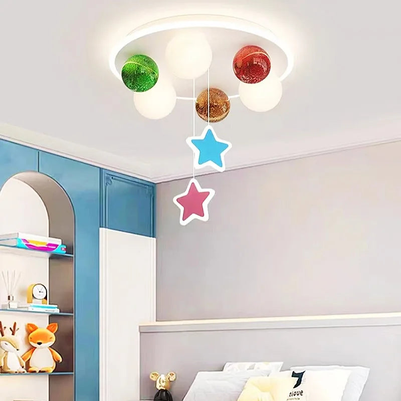 lustre en verre avec boule à bulles en forme d'étoile - vue 4 sur 7