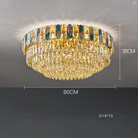 plafonnier led art déco en cristal doré et acier inoxydable