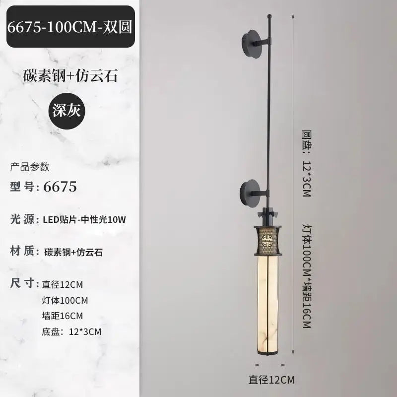 applique murale en marbre style chinois avec éclairage led design - vue 12 sur 14