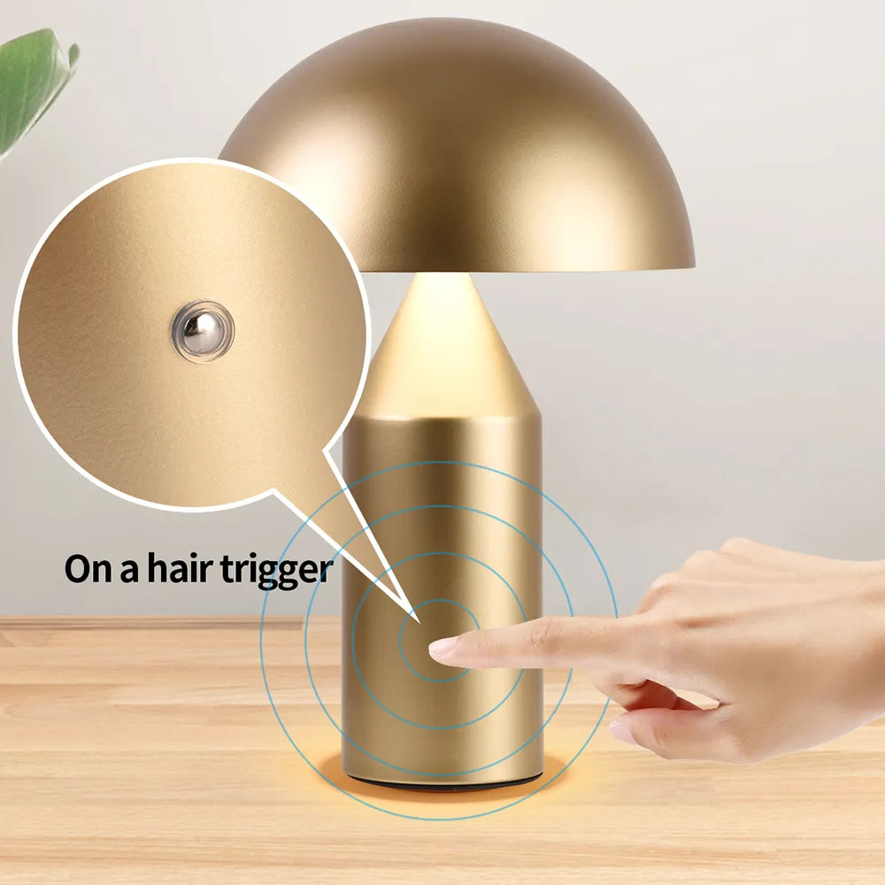 Lampe de table Portable lampe champignon led rechargeable interrupteur tactile veilleuse salle à manger chambre lampe de chevet - vue 6 sur 9
