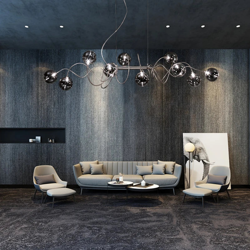 lustre nordique créatif en verre art lumineux pour décoration intérieure - vue 5 sur 9