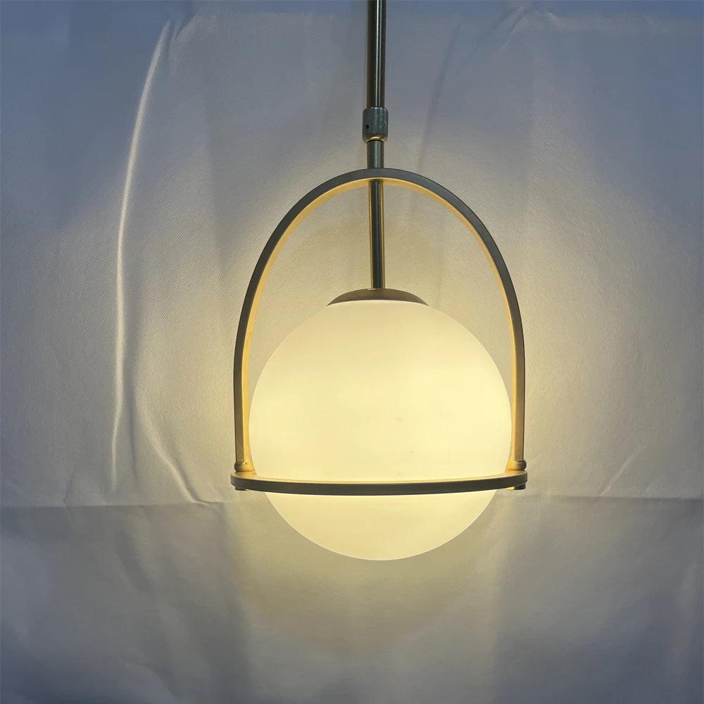 suspension nordique globe en verre avec tige réglable - vue 6 sur 6