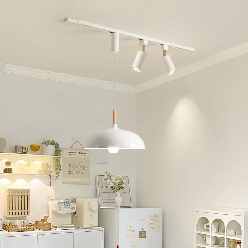 suspension led en bois pour table à manger nordique - vue 4 sur 18