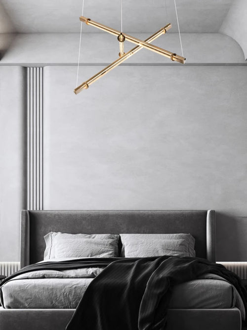 Modern acrylic and copper chandelier minimalist decorative design - vue 2 sur 8