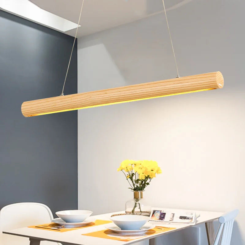 lampe suspendue nordique en bois massif pour intérieur led