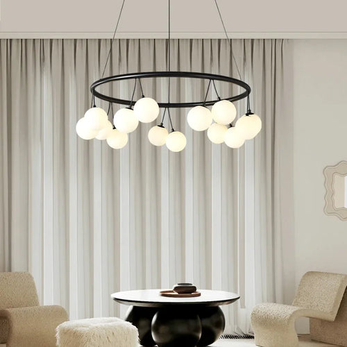 lustre suspension led en forme de haricot avec suspension cerise - vue 3 sur 9