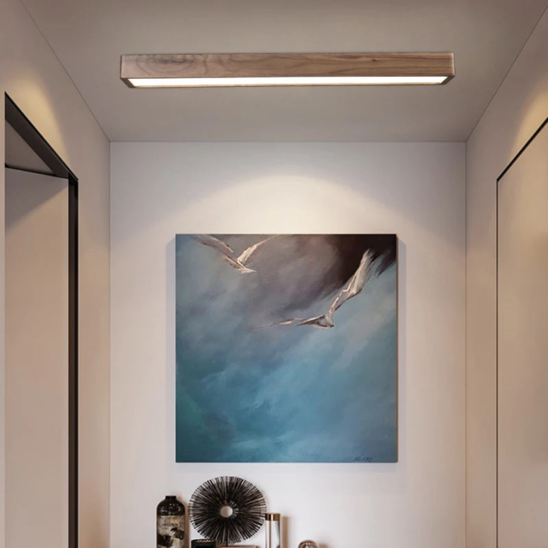 plafonnier carré à led moderne en bois pour intérieur - vue 5 sur 8