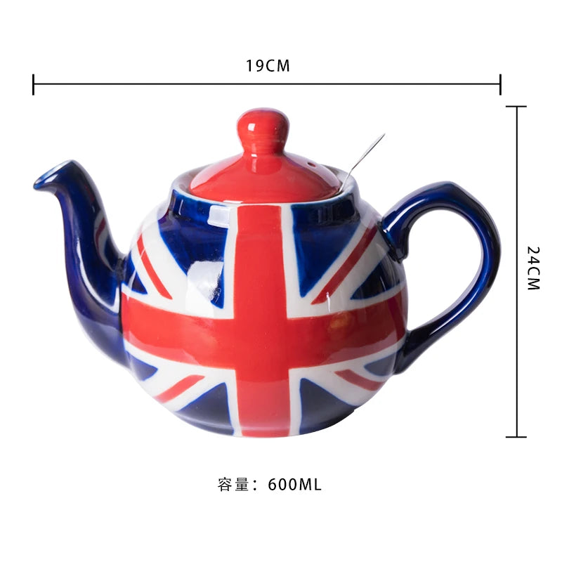 Théière céramique motif drapeau britannique infuseur inox - vue 3 sur 7