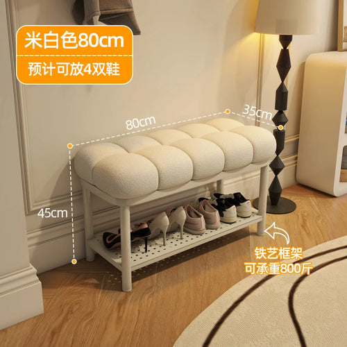banc à chaussures en laine d'agneau luxe rangement créatif grande capacité - vue 11 sur 10