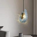 suspension moderne en verre avec motif floral