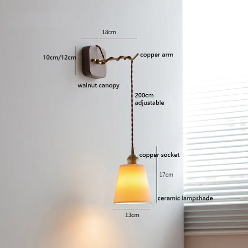 applique murale led noyer cuivre moderne baguette plug-in - vue 20 sur 23