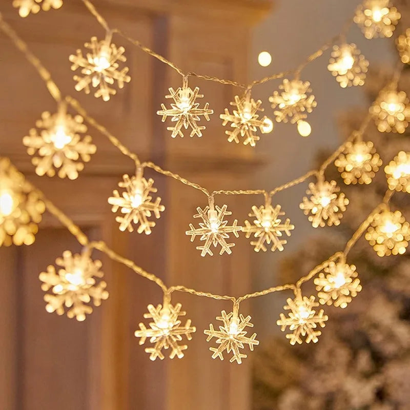guirlande lumineuse de noël à led flocons de neige décorations festives - vue 2 sur 9