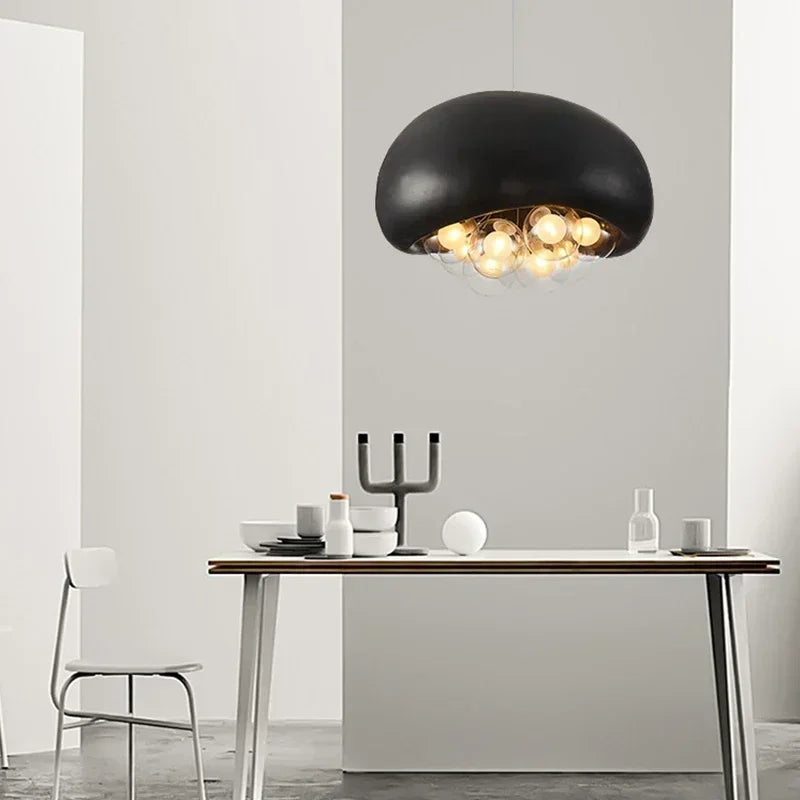 Minimalist wabi sabi style pendant chandelier with LED lighting - vue 5 sur 12