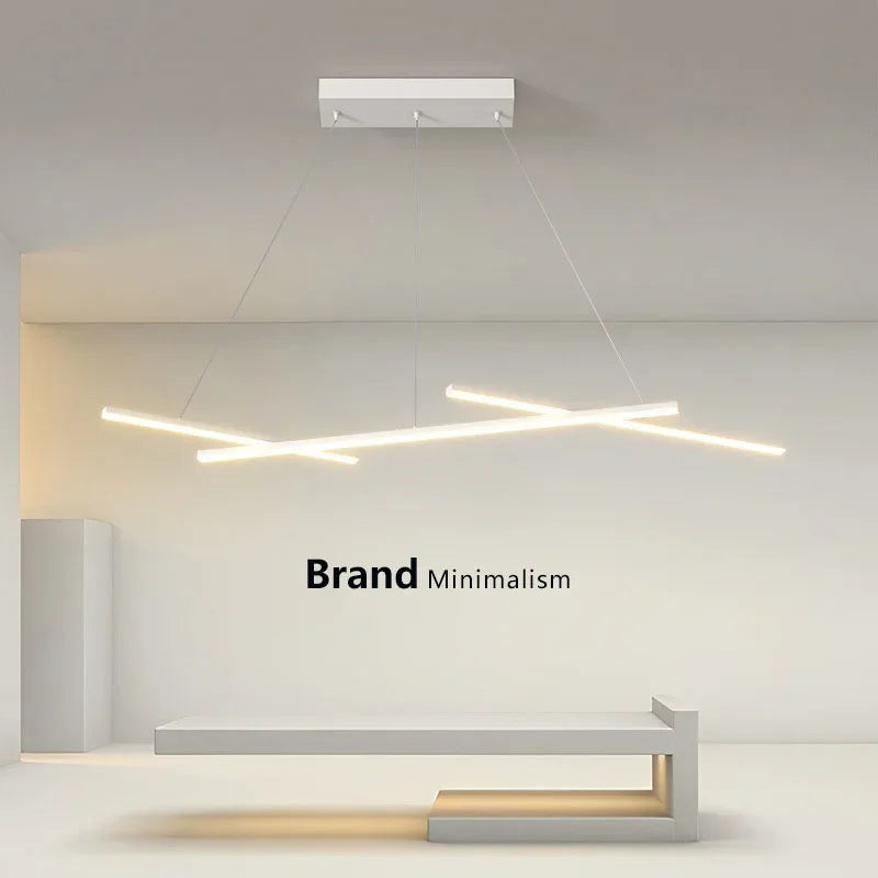 suspension led moderne minimaliste en fer art ligne - vue 3 sur 8