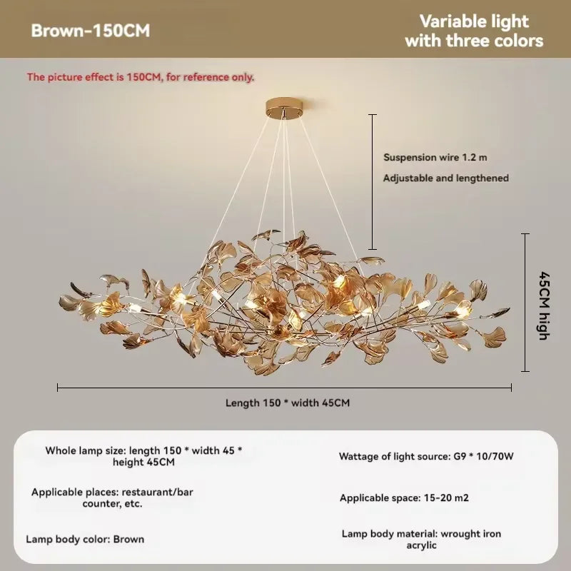 lustre romantique nordique artpad avec feuilles en acrylique pour la maison - vue 10 sur 21
